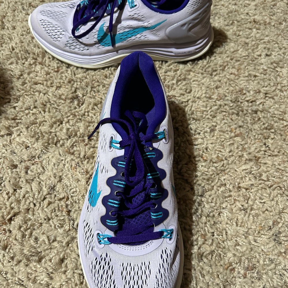 Women's White and Blue Athletic Shoes